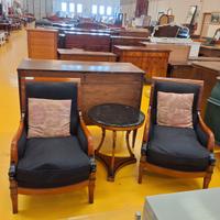 SET 2 POLTRONE + TAVOLINO ROTONDO MARMO NERO 