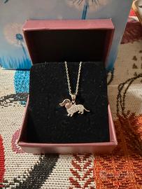 Collana argento con ciondolo cane bassotto