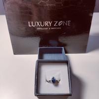 Anello Brillanti Con Pietra Blu