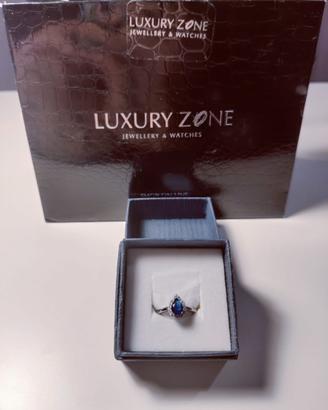 Anello Brillanti Con Pietra Blu