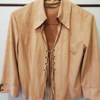 Giacca con frange L + Gilet nero M con frange