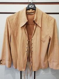 Giacca con frange L + Gilet nero M con frange