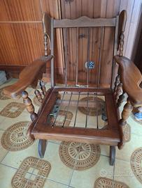 Coppia di 2 poltrone /sedie a dondolo legno