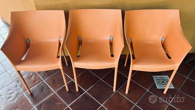 Set di 3 sedie Kartell originali colore salmone