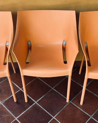 Set di 3 sedie Kartell originali colore salmone