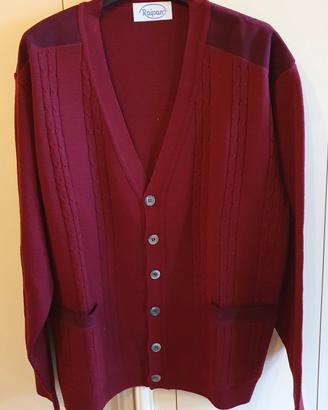 Cardigan uomo rosso bordeaux 50% in lana merinos 