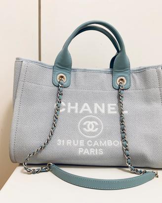 Chanel borsa shopping azzurra