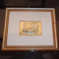 Quadretto Vintage Cornice Legno Paesaggio