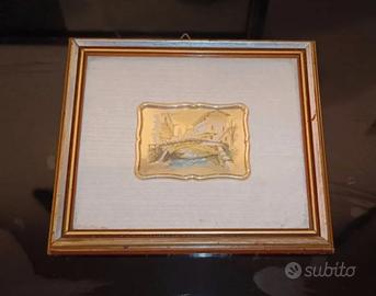 Quadretto Vintage Cornice Legno Paesaggio