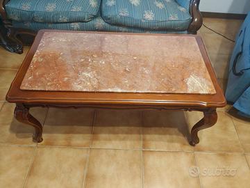 Tavolino basso da caffè con piano in marmo