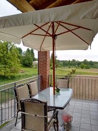 Ombrellone da esterno grande con base in sasso