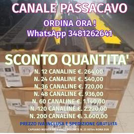 STOCK DI CANALINE PASSACAVO 2 CANALI 1 MT