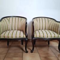 coppia di poltroncine a pozzetto in stile Luigi XV