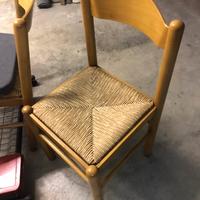 Sedie in legno con sedili in paglia Rush, set di 4