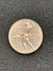 Moneta 50 Lire Piccola 1993 Repubblica Italiana