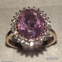 ANELLO ORO ROSA 18kt. DIAMANTI E ZAFFIRO ROSA 3,86