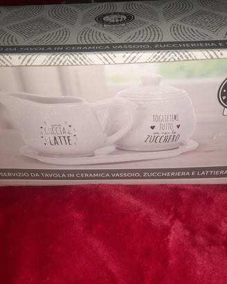Set vassoio con zuccheriera e lattiera