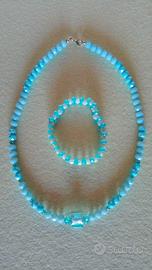 Collana e bracciale artigianali cristalli turchese