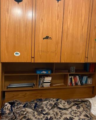 LETTO A PONTE IN LEGNO CON ARMADIO