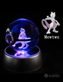 Pokemon 3D CrystalBall Figure mewtwo base luminosa