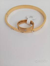Set bracciale e anello dorati