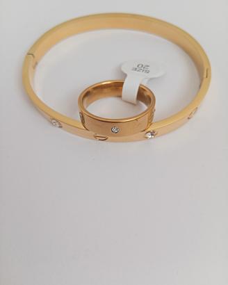 Set bracciale e anello dorati