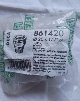 Giunzione dritta 20x1/2 Maschio per tubi in PE
