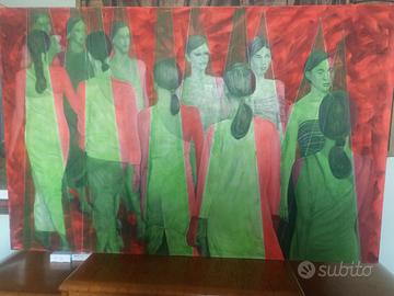 Quadro Dipinto Olio Su Tela - futurista