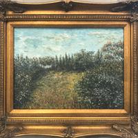 Quadro ad olio impressionista soggetto campagna