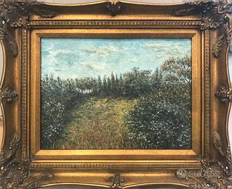 Quadro ad olio impressionista soggetto campagna