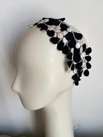 Cerchietto in pizzo bianco e nero