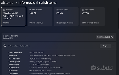Dell Laitude 5320 2in1. i7-1185G7 RAM 16GB SSD 512