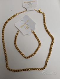 SET COLLANA E BRACCIALE PLACCATI ORO 18K 