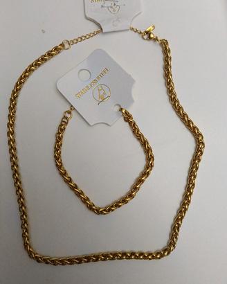 SET COLLANA E BRACCIALE PLACCATI ORO 18K 