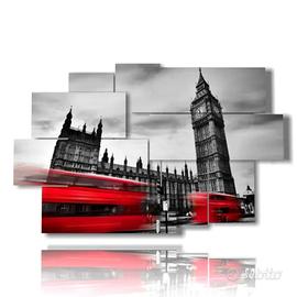 Quadro 9 pannelli London Bus Red - stile moderno