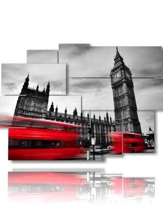 Quadro 9 pannelli London Bus Red - stile moderno