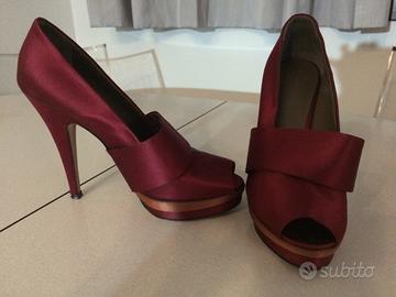 Scarpe con tacco e plateau seta