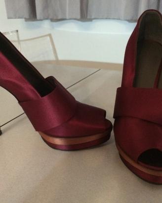 Scarpe con tacco e plateau seta