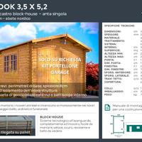 Casetta in legno garage 3.5x5.2 sp. 28mm blokhouse