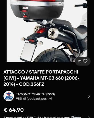 staffe GIVI per bauletto 