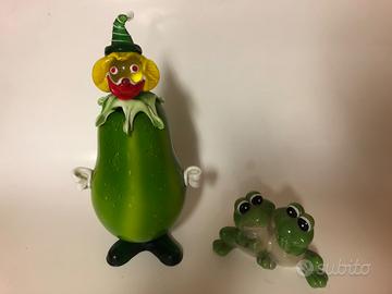 Clown in vetro e ceramica e ranocchie