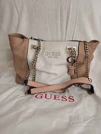 Borsa a spalla guess est 1981 rosa-bianco