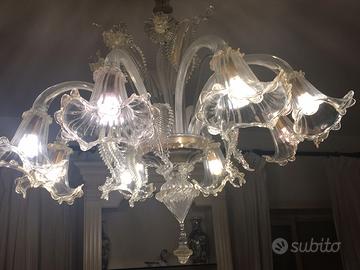 Lampadario di murano bagnato in oro