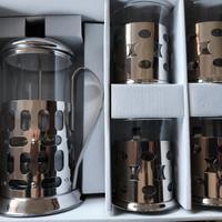 Set caffettiera  theiera con bicchieri