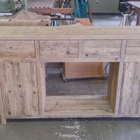 credenza in legno vecchio 4 cassetti 2 ante
