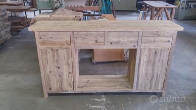 credenza in legno vecchio 4 cassetti 2 ante