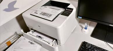 stamp HP LaserJet Pro  M402dne-  fron/retro auto