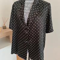 Camicia vintage nera con pois bianchi sartoriale t