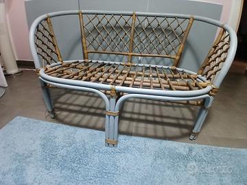Divanetto Poltrona 2 Posti in Bambù e Rattan Vint