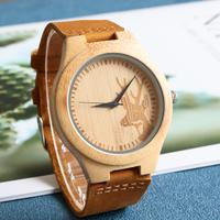 Orologio Legno Naturale Retro - Cervo Inciso